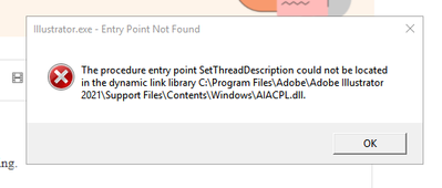 Getting Error Illustrator Exe Entry Point Not F Adobe Support Community