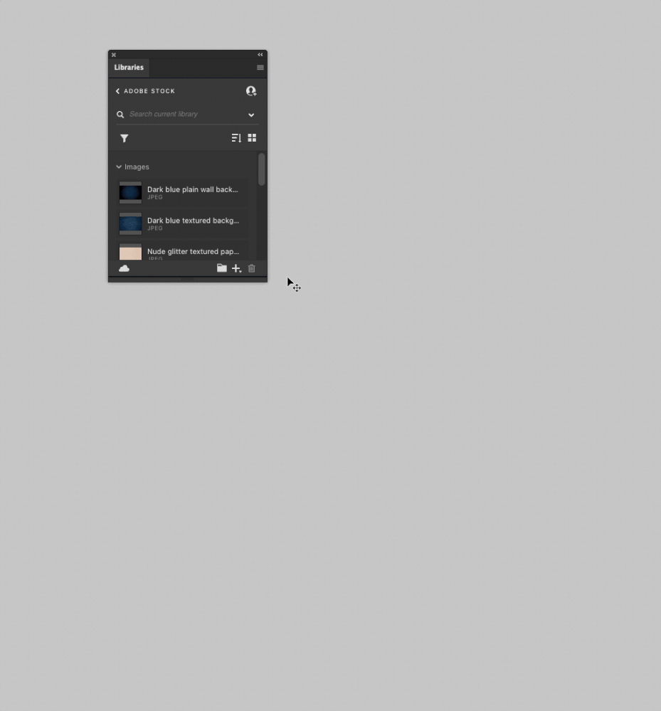 CC Libraries Panel - Interactions Only Display After Panel Resize.gif