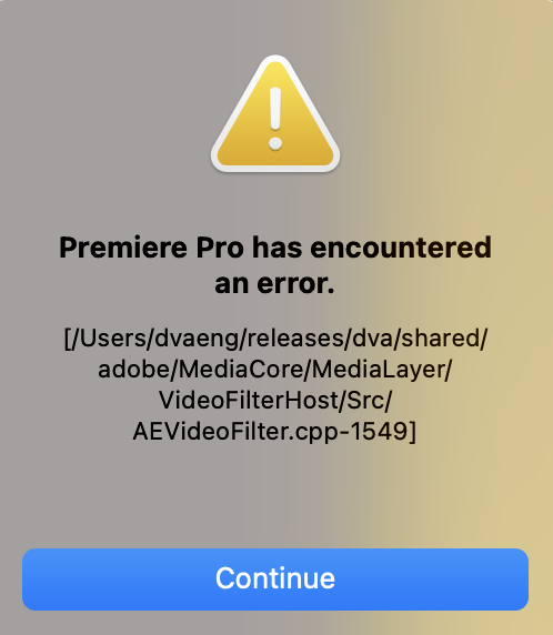 Odd error message for Premeire Pro after updating ... - Adobe Community ...