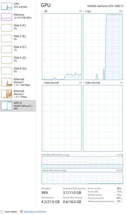 "Copy" engine on GPU maxed out