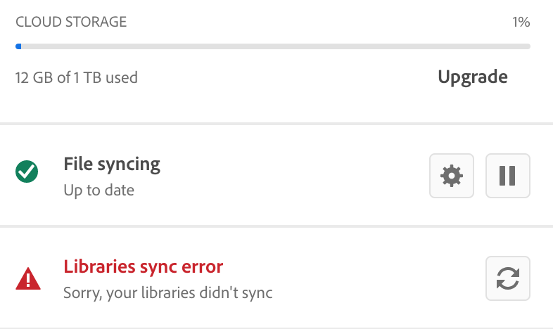 adobe libraries didn't sync