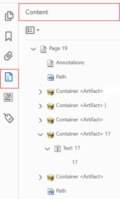 Acrobat's Content Panel.