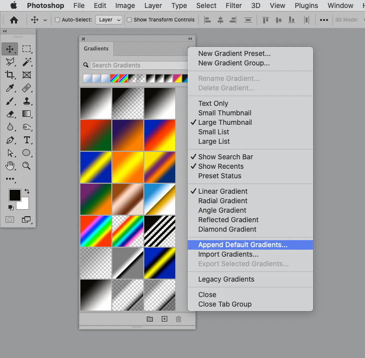 Solved: Default gradients missing - Adobe Community - 12443333