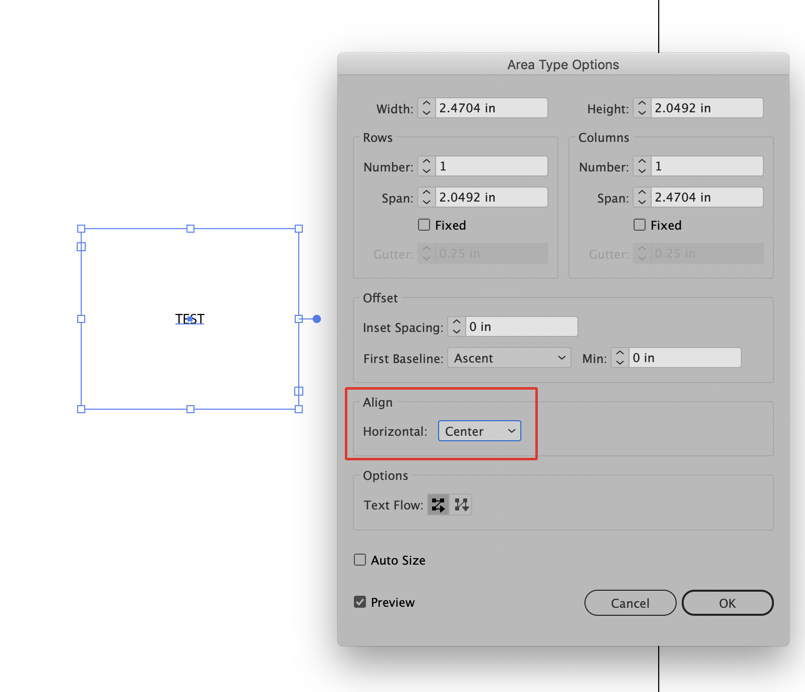 adobe illustrator align text vertically