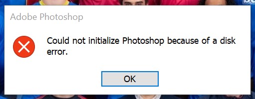 Could not initialize photoshop because of a disk error что делать