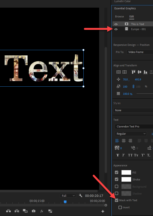 How to fill in text with an image in Premiere Pro ... - Adobe Community ...