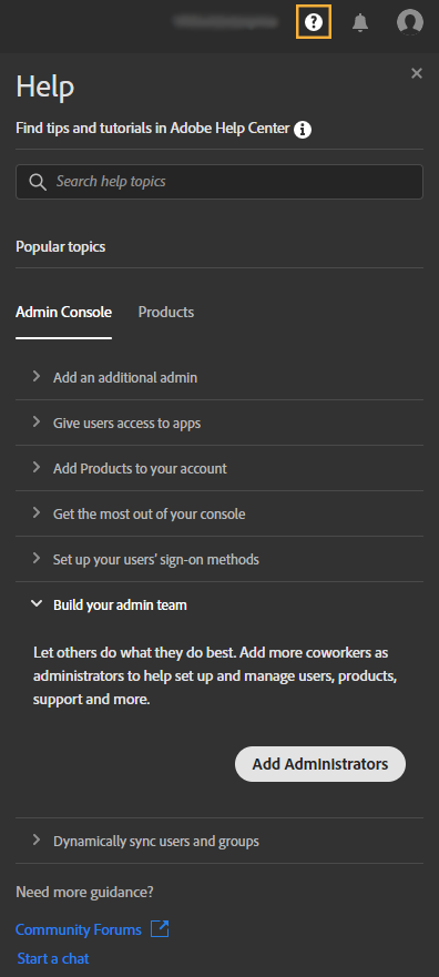 admin console adobe teams