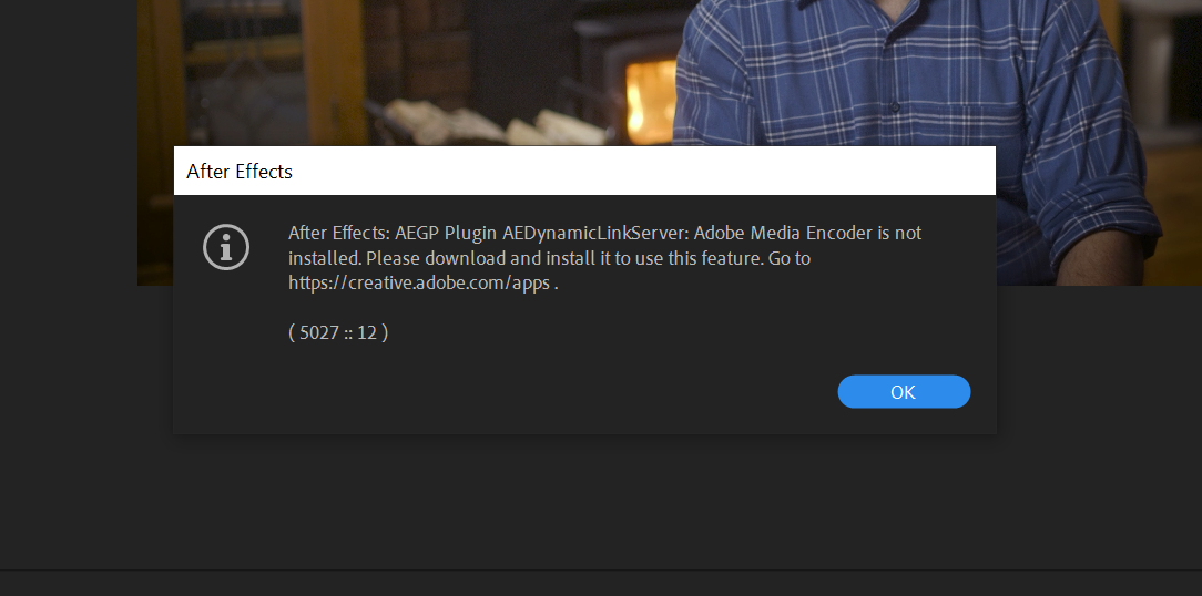 after effects media encoder dynamic link error