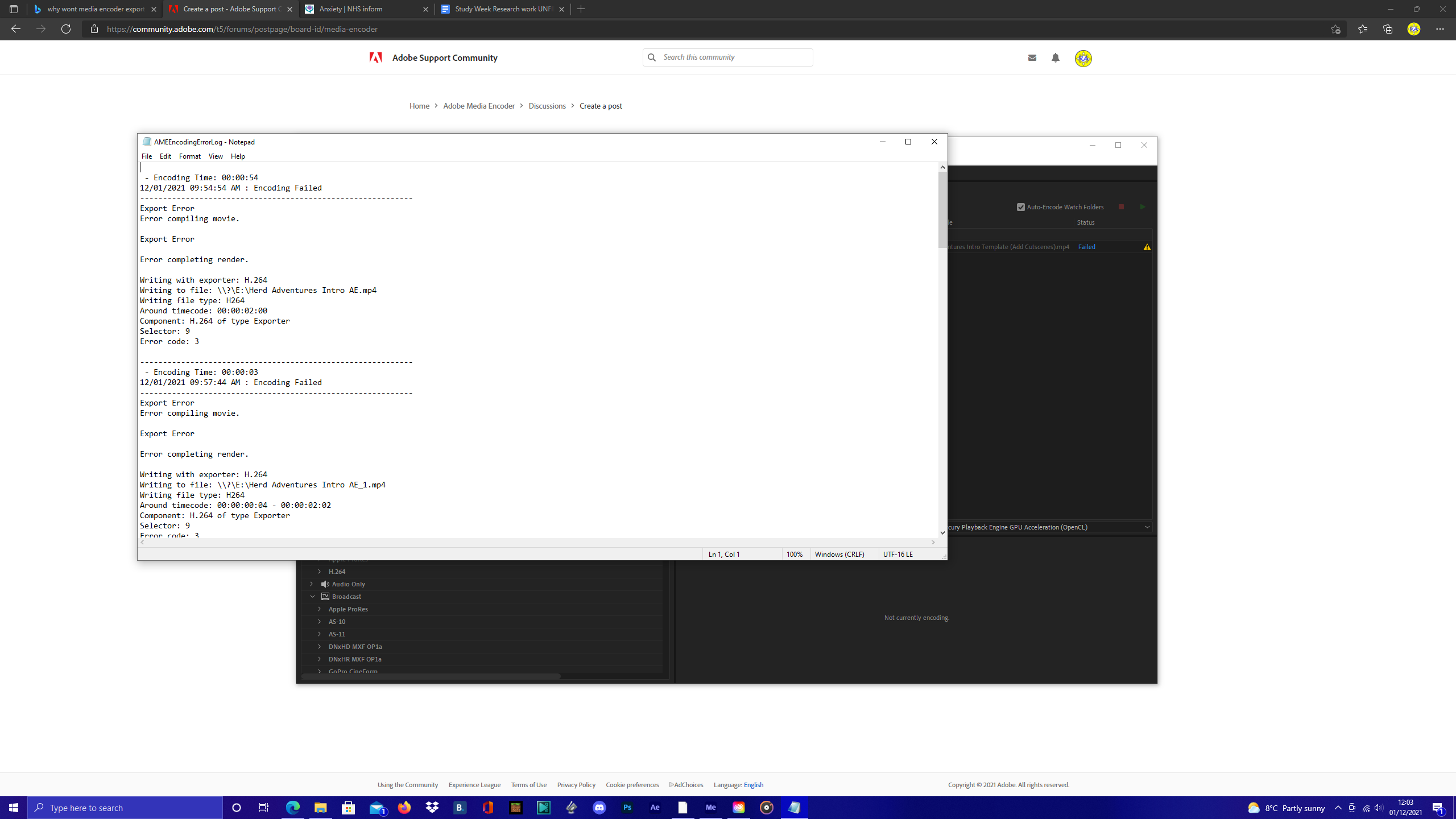 Media Encoder failing to export Adobe Community 12562478