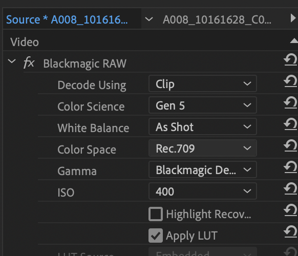 blackmagic lut premiere
