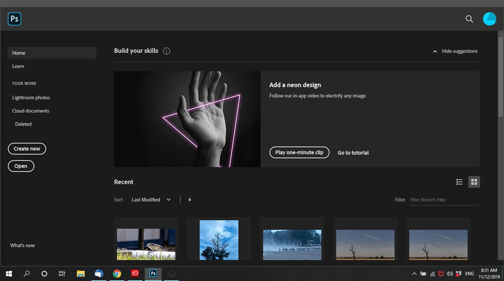 menu bar missing in photoshop 21 0 2