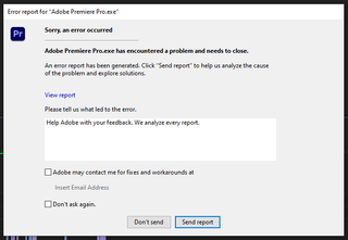 Re Premiere pro has encountered a problem and nee Adobe