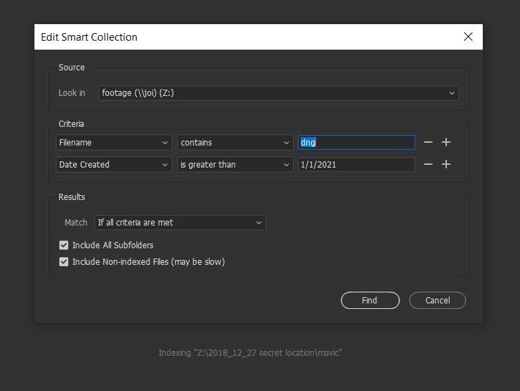 How to create Smart Collection from different fold. Adobe Community 12626883