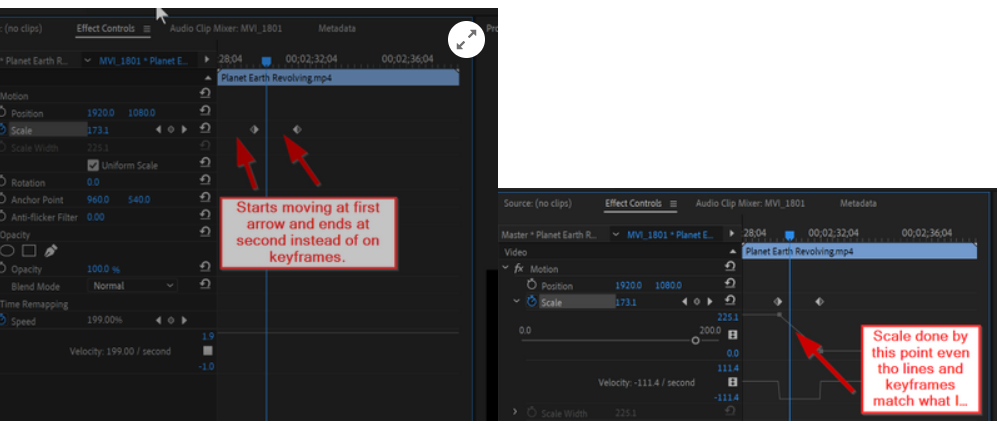 Scale effect starts before keyframe - Adobe Community - 11428329