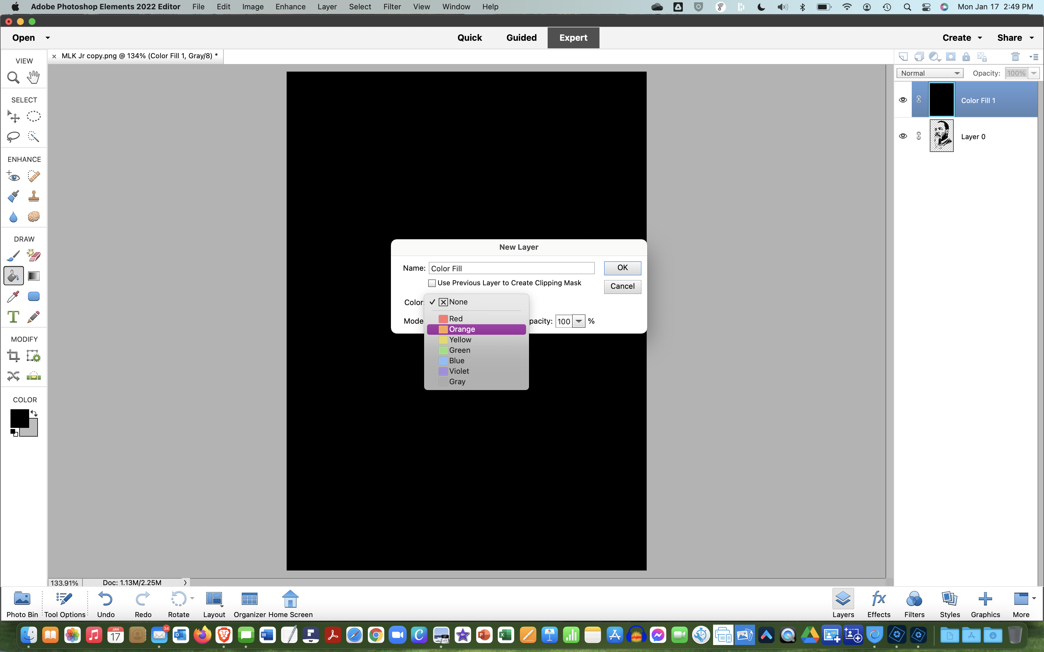 Elements 2022 new fill layer solid color not worki... Adobe Community