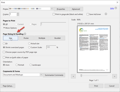 Acrobat Reader won't print Actual Size - Adobe Community - 12715430