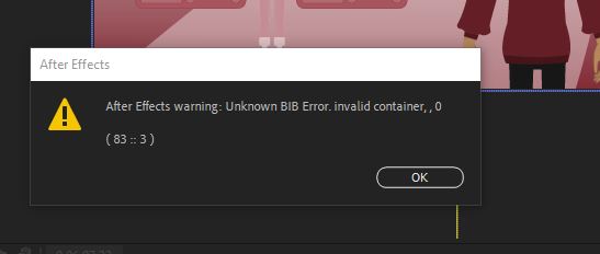 After effects warning unknown bib error что это