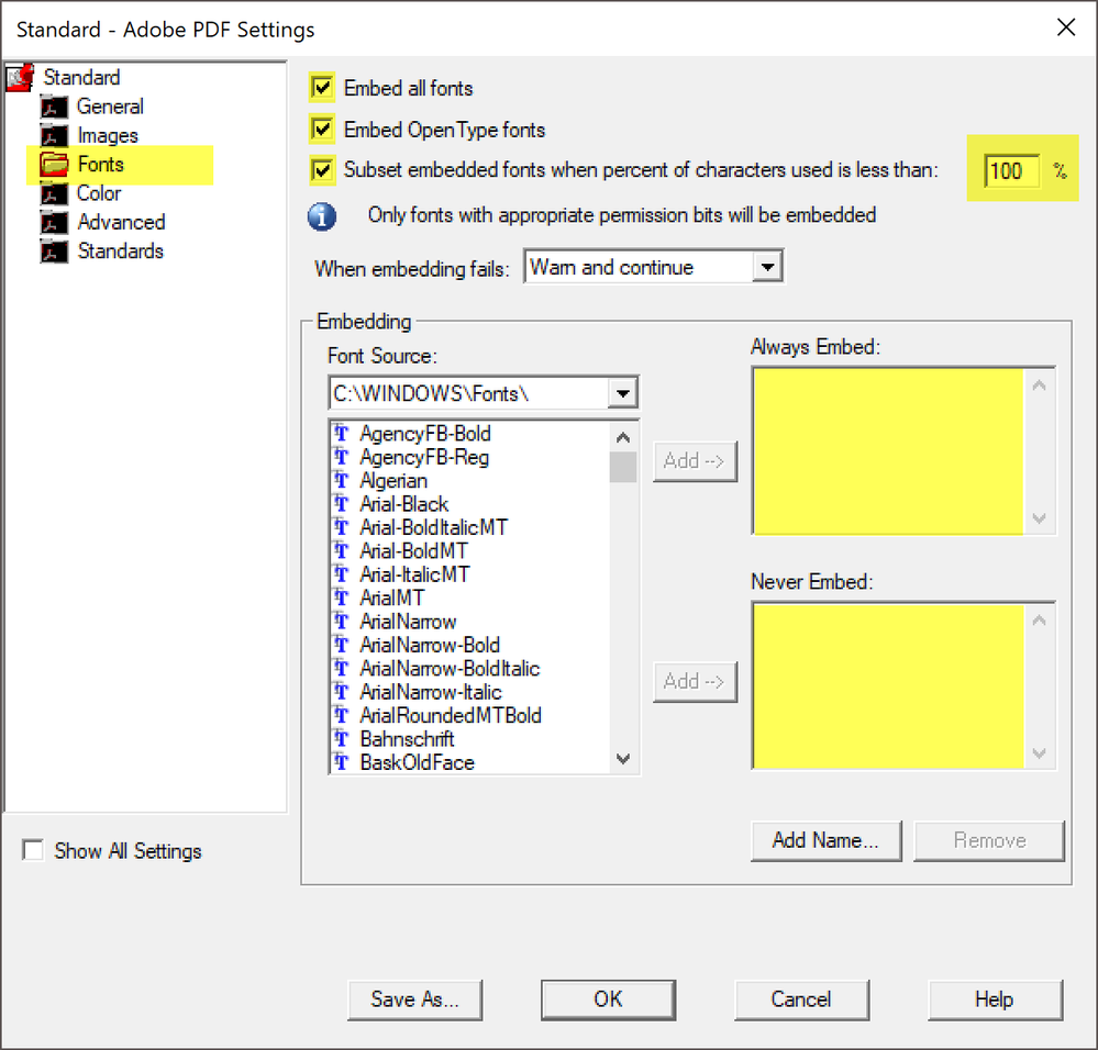 Embed all fonts via PDF Maker in MS Office.