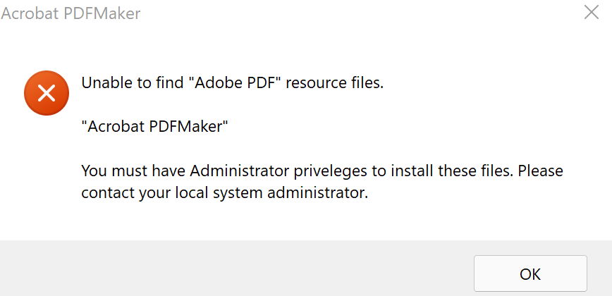 Unable To Find "Adobe PDF" Resource Files "Acrobat... - Adobe Community ...