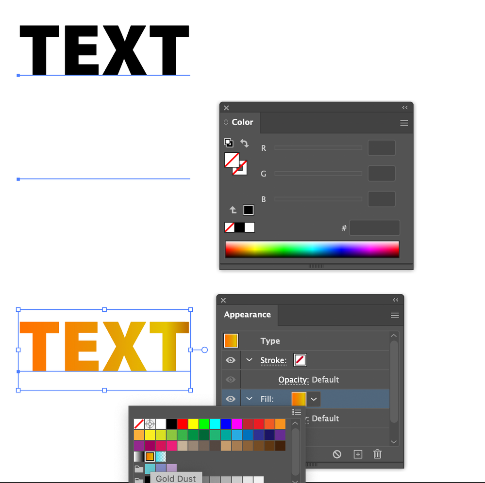 Solved: can i add a gradiant to text objects? - Adobe Community - 12769419