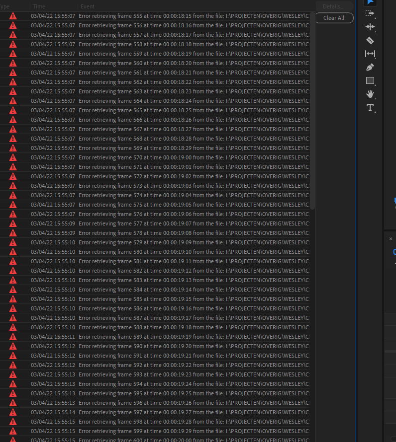 "Frame substitution" Error and black footage after... Adobe Community 12791815
