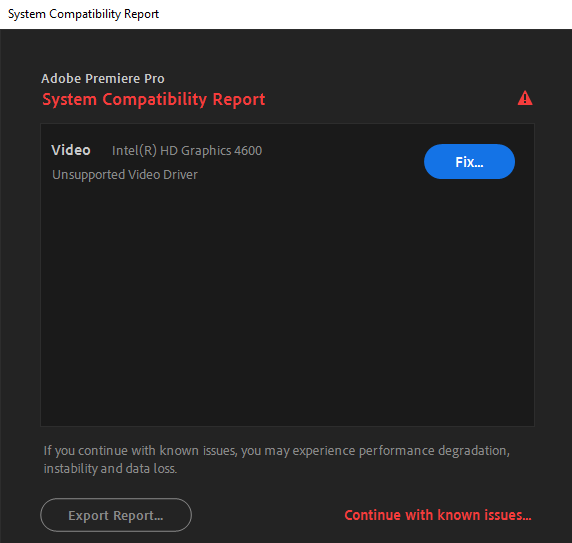 adobe premiere pro graphics card issues