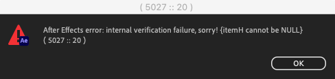 After effects error internal verification failure sorry что делать