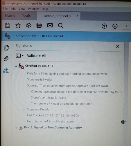 Reader will not validate EU qualified signature af - Adobe Community -  10813696