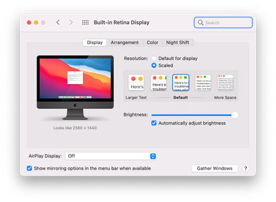 macOS Display set to Default on 5K Retina 27-inch iMac Pro