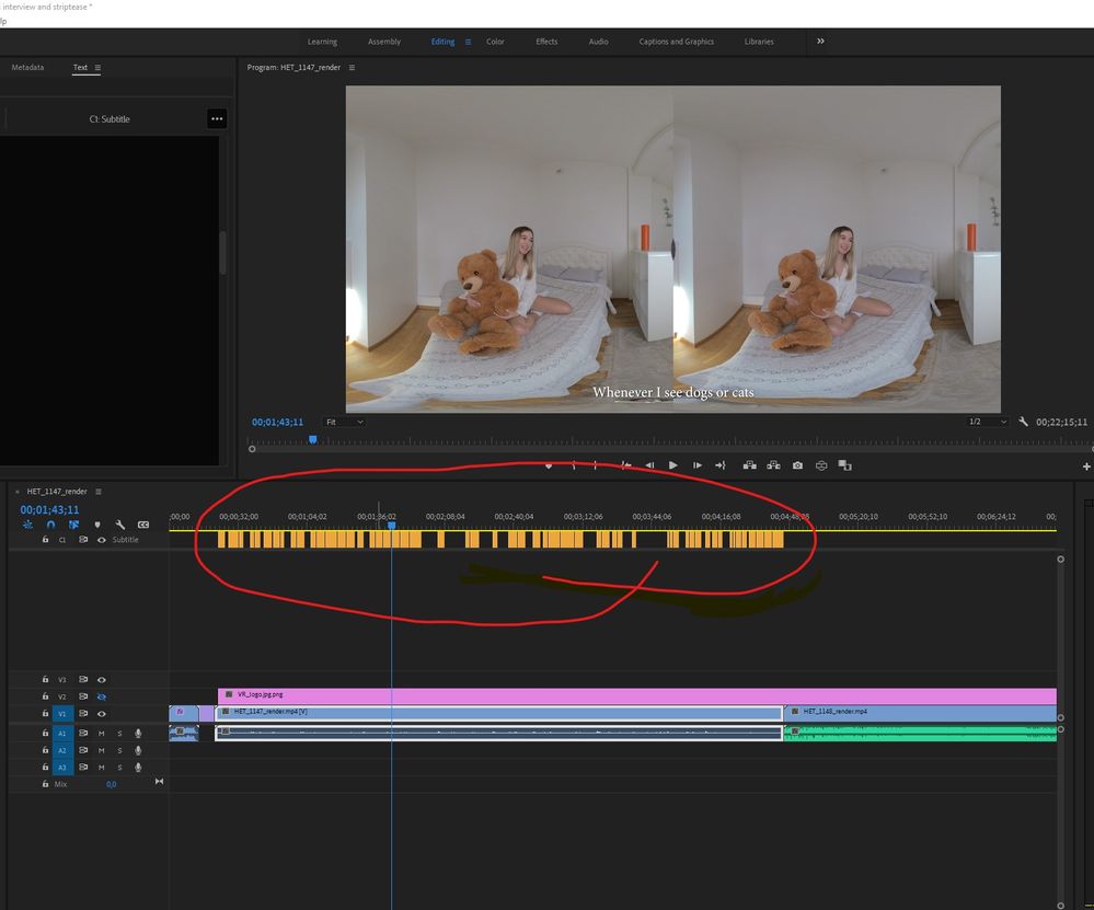 Re: Autogenerated subtitles in VR 3D 180 sbs video... - Adobe Community -  12861498