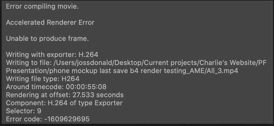 error message (from media encoder)