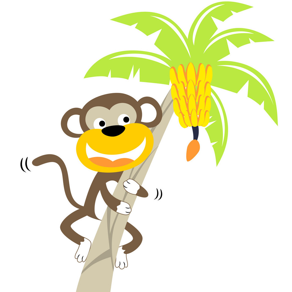 Обезьяна на Пальме с бананом