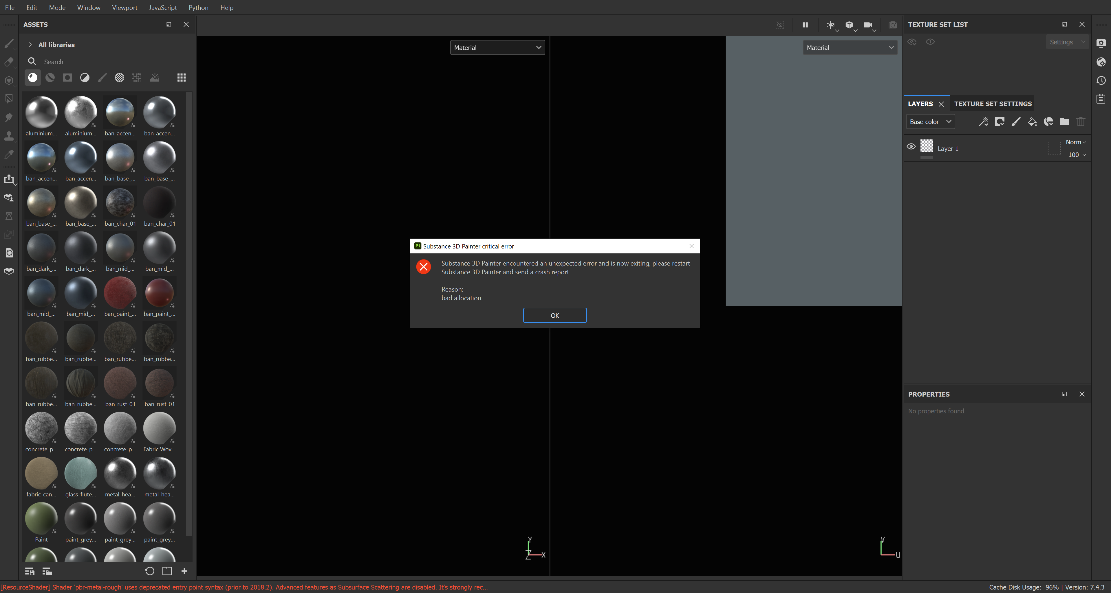 Substance Painter crashes when starting a new proj... - Adobe Community