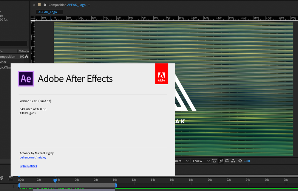 After Effects display glitch on MacBook Pro 16"