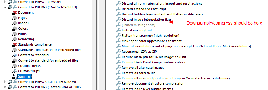 Downsample missing from summary of preflight profile.png