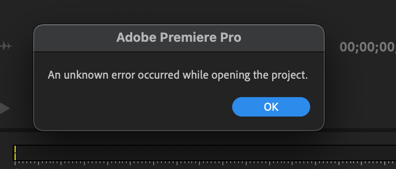 Solved: Recovered Drive Won't Let Me Open Project. "Unknow... - Adobe ...