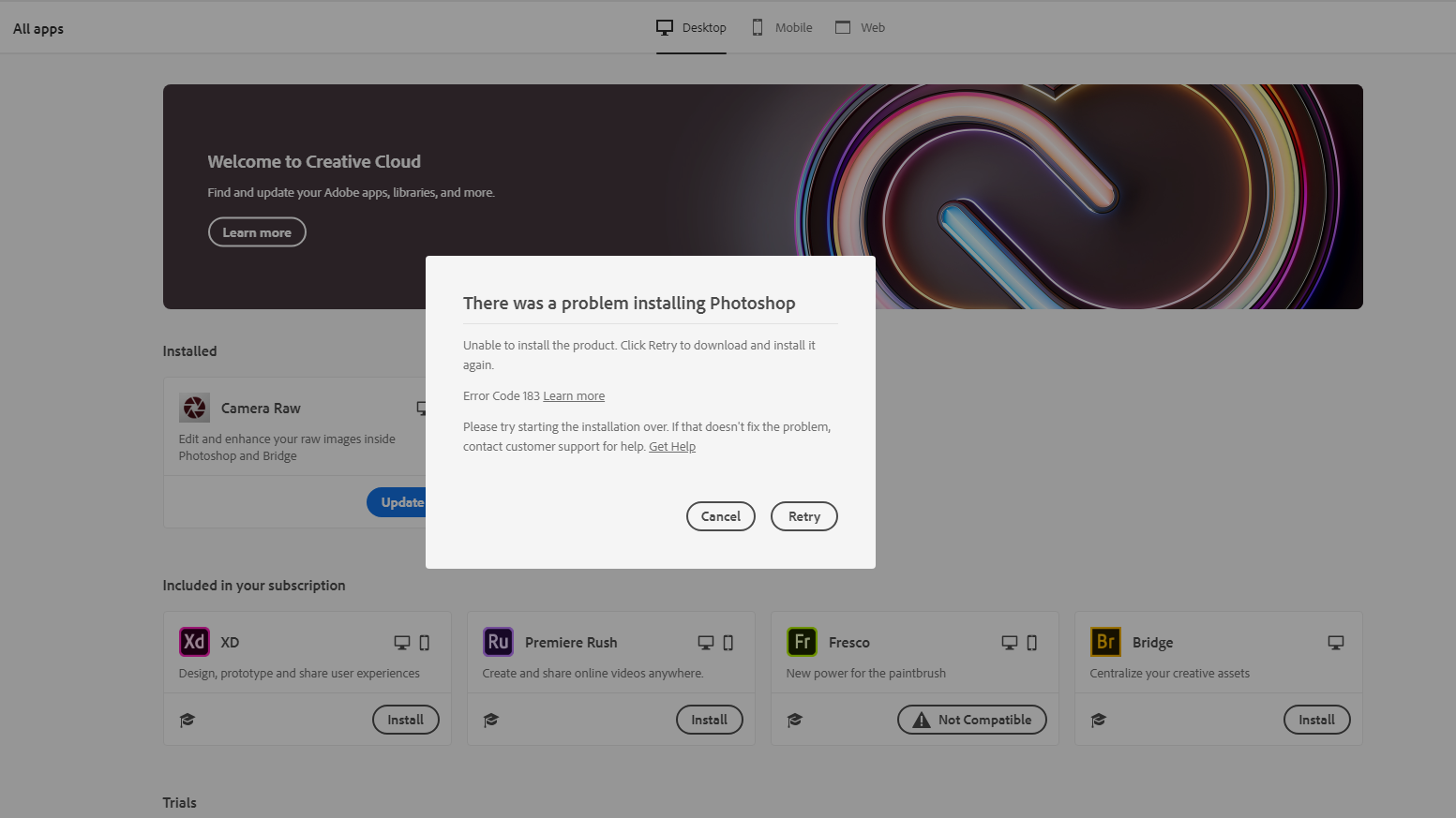 Installation Error - Need Offline Installer Link -... - Adobe Community ...