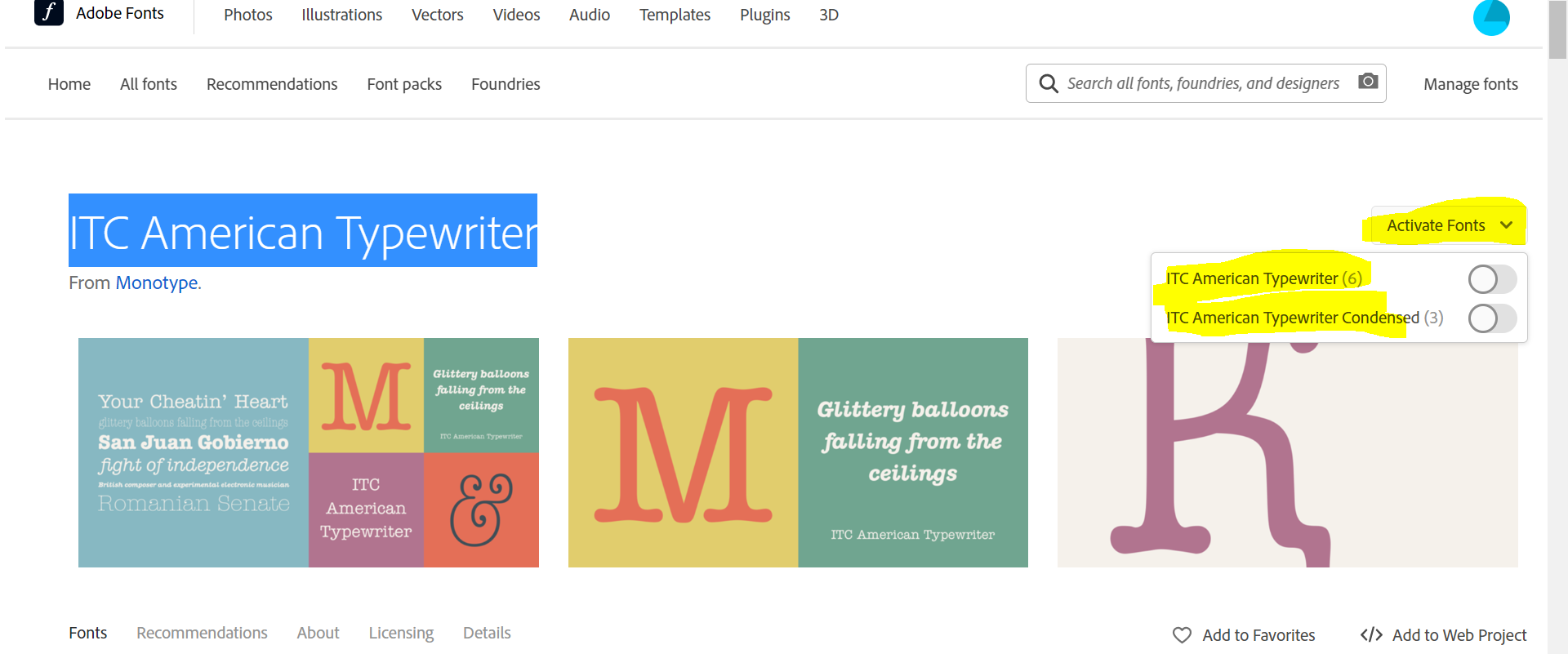 Solved ITC American Typewriter Pro Font included with CC Adobe