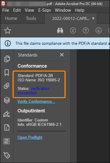 Check compliance pdf/a standard - Adobe Product Community - 13019423