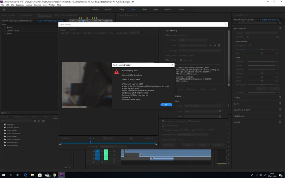 adobe premiere pro render problem