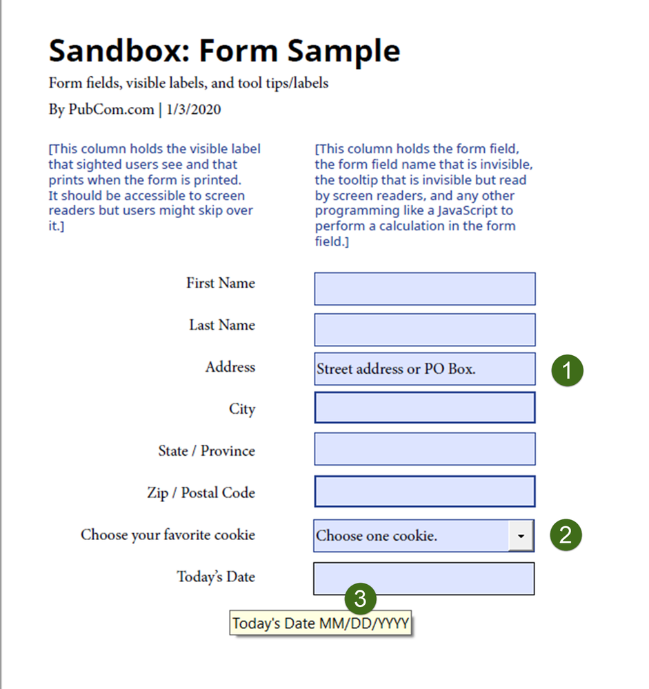 3 ways to add prompt text to an Acrobat form.