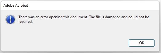 Error - There was an error opening this document. ... - Adobe Community ...