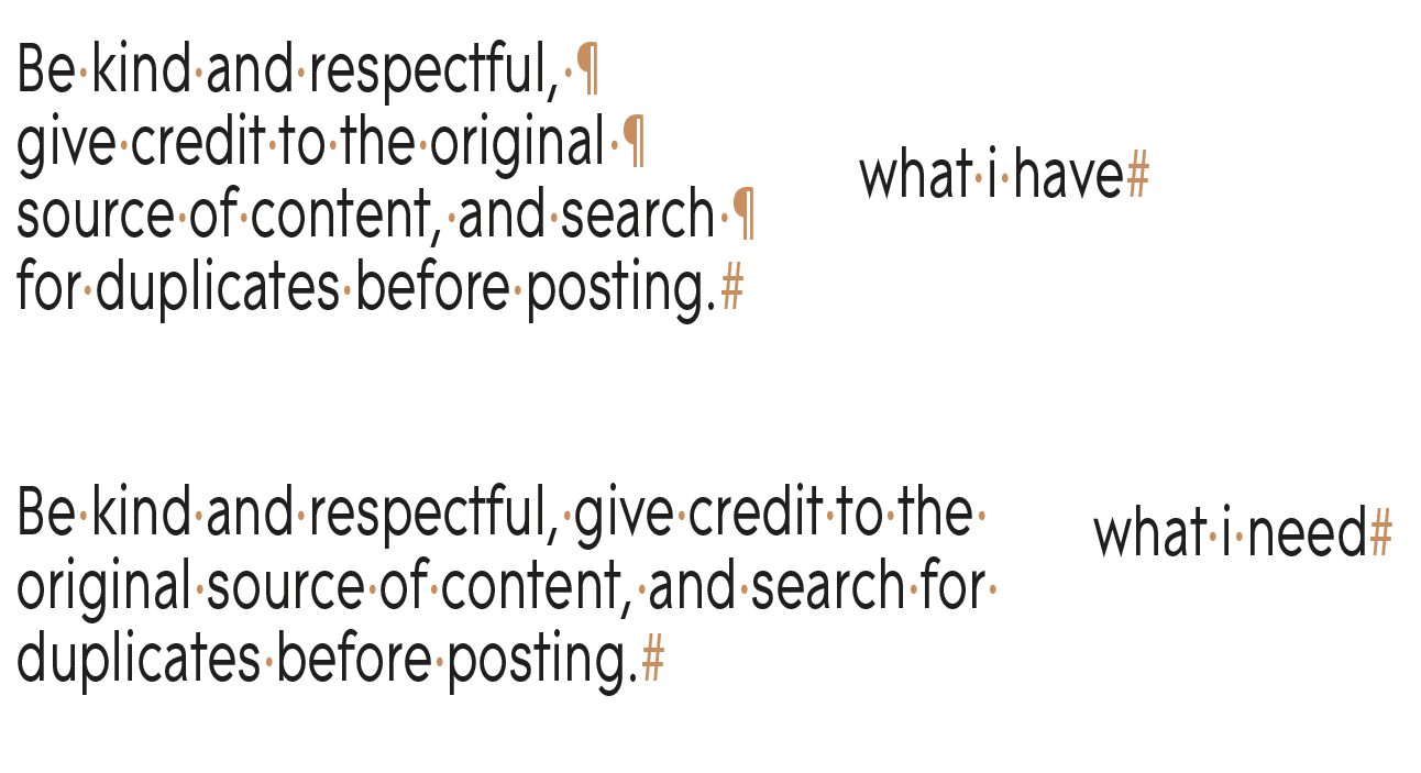 Solved Replacing line breaks by space Adobe Community 13052454