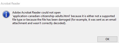 Solved Will not open document says I need Adobe 8 or high