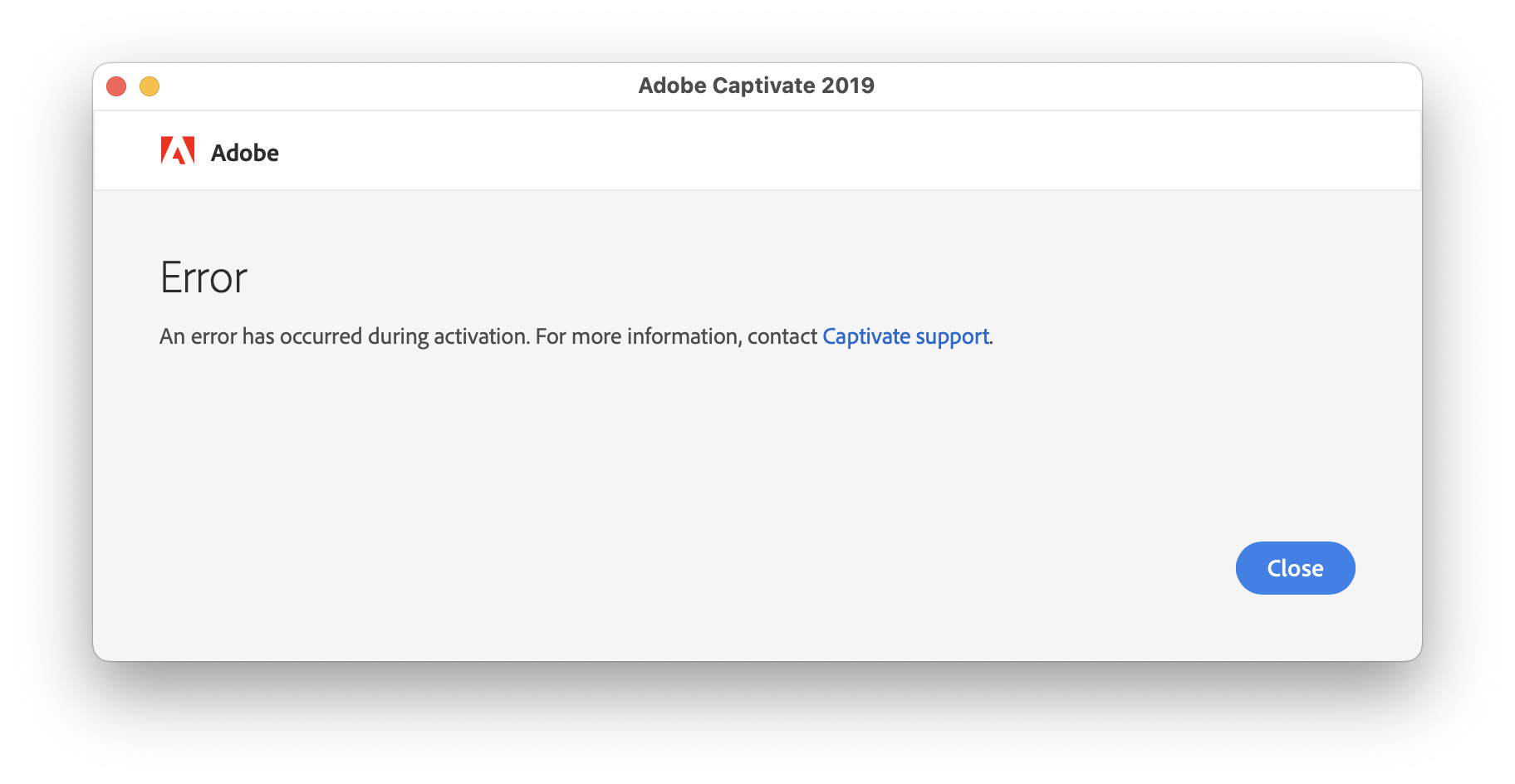 "an Error Occurred During Activation" After Captiv... - Adobe Support ...