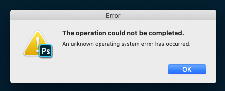 The operation could not be completed фотошоп что