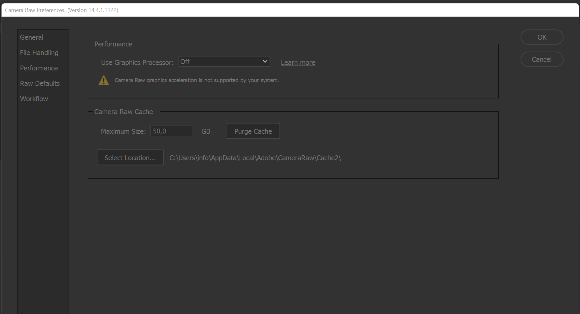Camera Raw don't use the RTX3050 Adobe Community 13096822