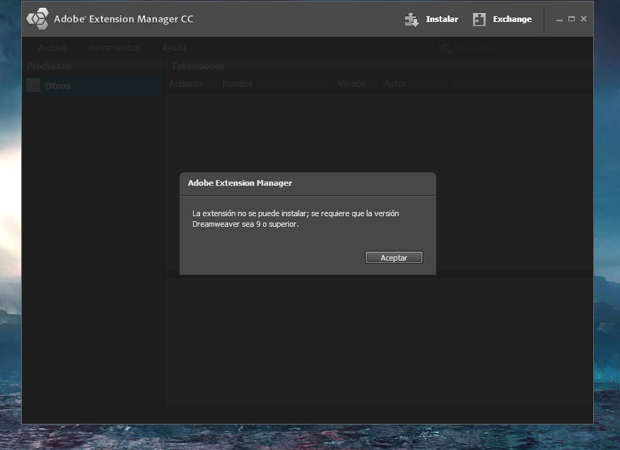 extension manager no reconoce los productos adobe Adobe Community