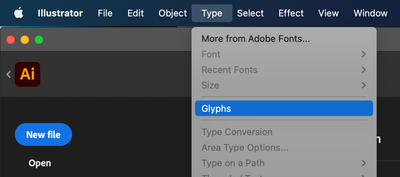 Illustrator:  Type > Glyphs