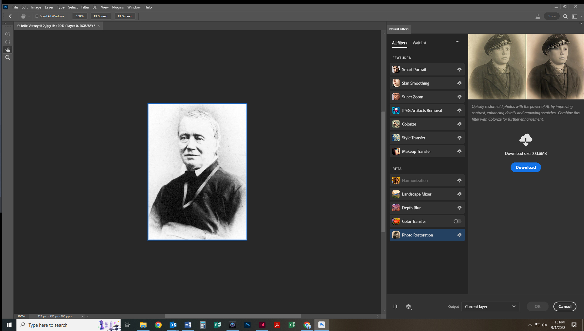 Photo Restoration Neural Filter now available in P... Adobe Community